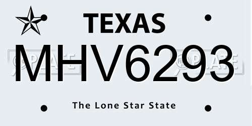 MHV6293 Texas License Plate