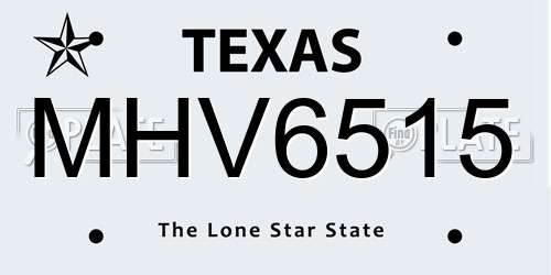 MHV6515 Texas License Plate