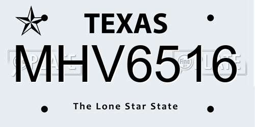 MHV6516 Texas License Plate