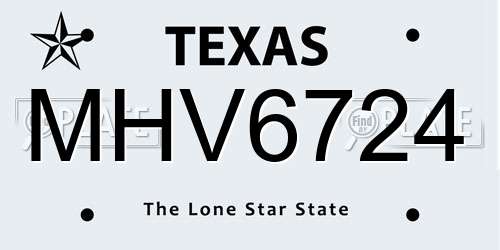 MHV6724 Texas License Plate