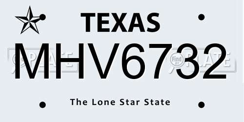 MHV6732 Texas License Plate