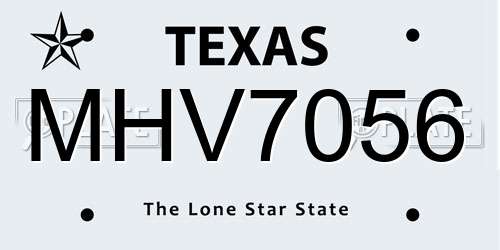 MHV7056 Texas License Plate