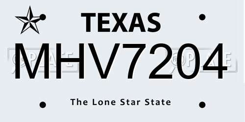 MHV7204 Texas License Plate