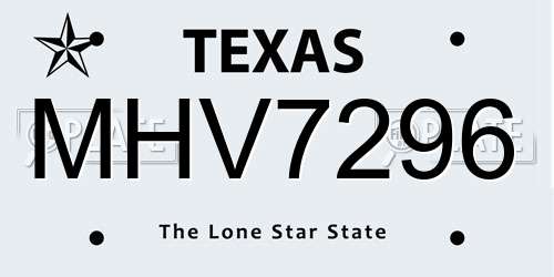 MHV7296 Texas License Plate
