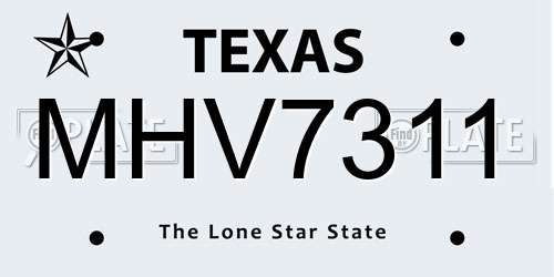 MHV7311 Texas License Plate