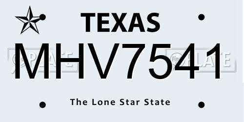MHV7541 Texas License Plate