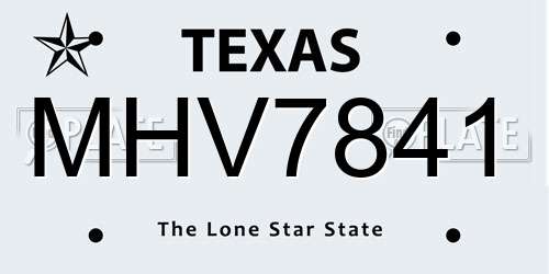 MHV7841 Texas License Plate