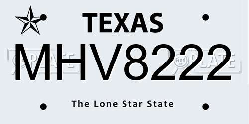 MHV8222 Texas License Plate