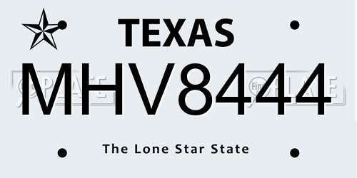 MHV8444 Texas License Plate