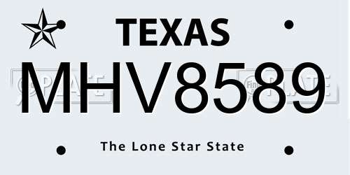 MHV8589 Texas License Plate