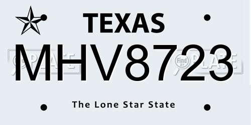 MHV8723 Texas License Plate