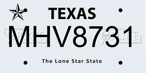 MHV8731 Texas License Plate