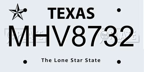 MHV8732 Texas License Plate