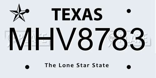 MHV8783 Texas License Plate