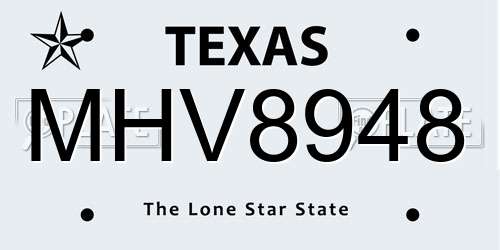 MHV8948 Texas License Plate