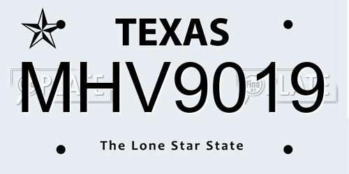 MHV9019 Texas License Plate