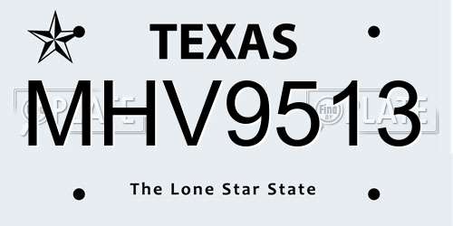 MHV9513 Texas License Plate