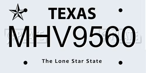 MHV9560 Texas License Plate