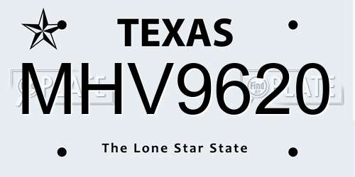 MHV9620 Texas License Plate