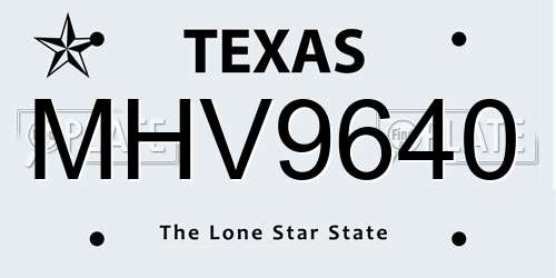 MHV9640 Texas License Plate