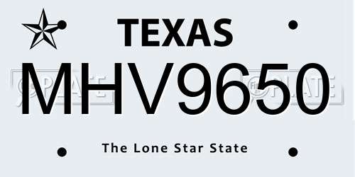 MHV9650 Texas License Plate