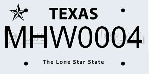 MHW0004 Texas License Plate