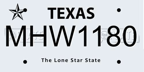 MHW1180 Texas License Plate