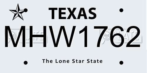 MHW1762 Texas License Plate