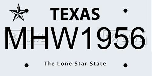 MHW1956 Texas License Plate