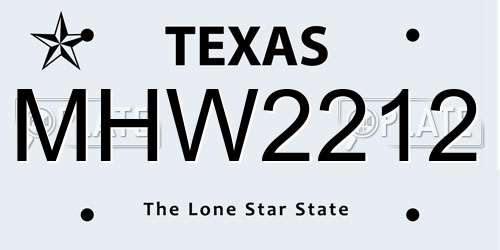 MHW2212 Texas License Plate