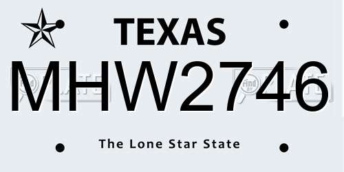 MHW2746 Texas License Plate