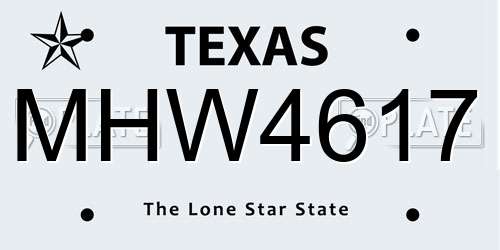 MHW4617 Texas License Plate