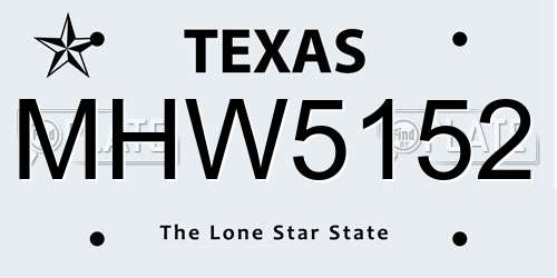 MHW5152 Texas License Plate