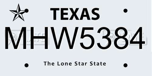 MHW5384 Texas License Plate