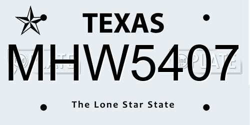 MHW5407 Texas License Plate