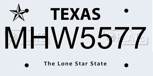 MHW5577 Texas License Plate
