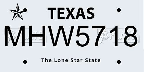 MHW5718 Texas License Plate
