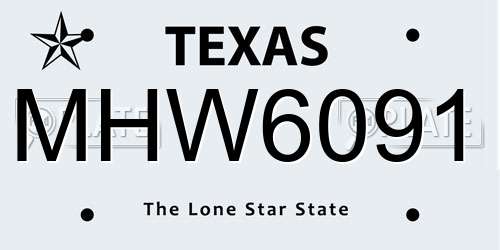 MHW6091 Texas License Plate