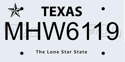MHW6119 Texas License Plate