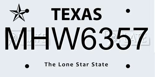 MHW6357 Texas License Plate