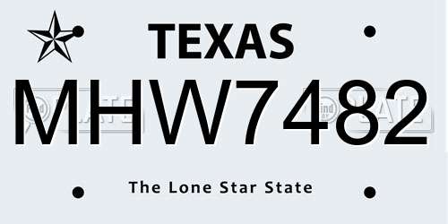 MHW7482 Texas License Plate