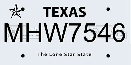 MHW7546 Texas License Plate
