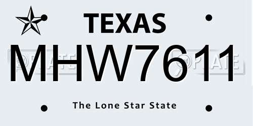 MHW7611 Texas License Plate