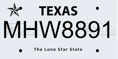 MHW8891 Texas License Plate