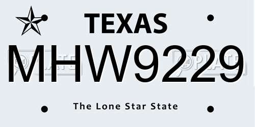 MHW9229 Texas License Plate