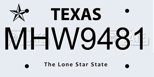 MHW9481 Texas License Plate