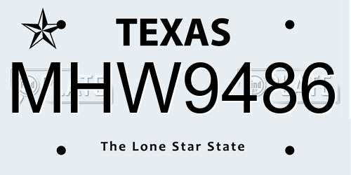 MHW9486 Texas License Plate