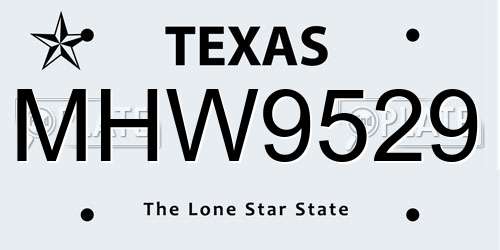 MHW9529 Texas License Plate