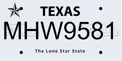 MHW9581 Texas License Plate