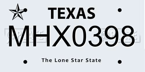 MHX0398 Texas License Plate